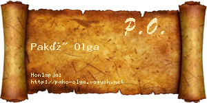Pakó Olga névjegykártya